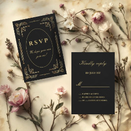 Luxe moderne Art Deco RSVP-kaart RSVP Kaartje