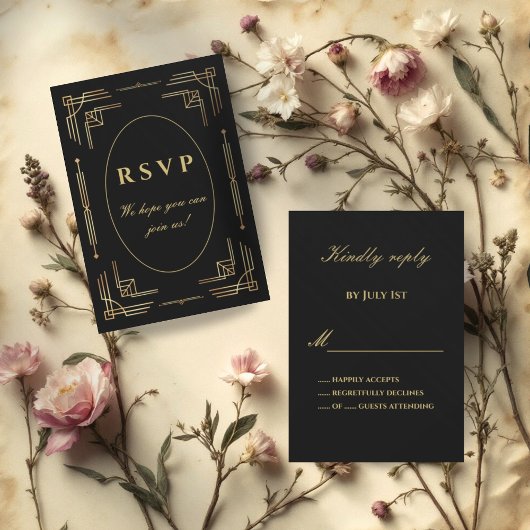 Luxe moderne Art Deco RSVP-kaart RSVP Kaartje