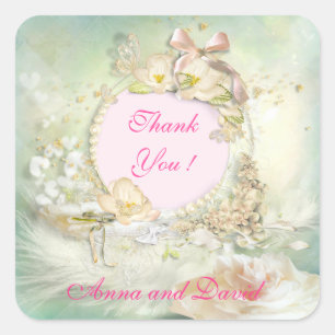 Luxe Moderne Bloemstuk Voeg Uw Tekst Toe Vierkante Sticker