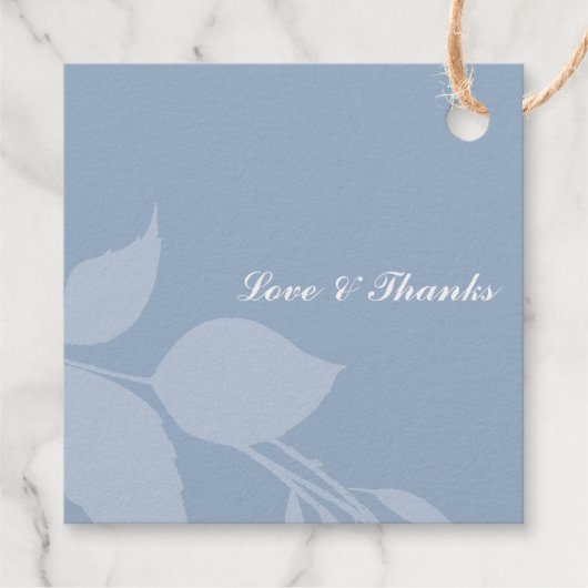 Luxe moderne bruiloft Dusty Blue Bedankjes Labels (Achterkant)