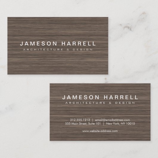 Luxe moderne bruine houten achtergrond visitekaartje (Voorkant / Achterkant)