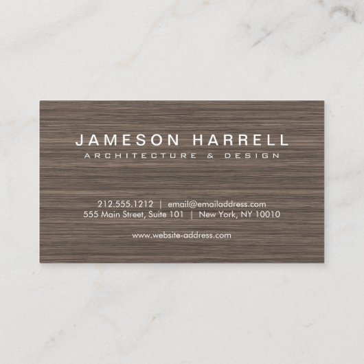 Luxe moderne bruine houten achtergrond visitekaartje (Achterkant)
