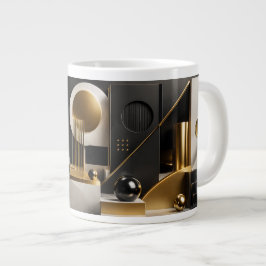 Luxe Moderne Compositie: Goud, Zwarte Cadeau Grote Koffiekop