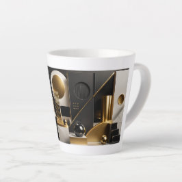 Luxe Moderne Compositie: Goud, Zwarte Cadeau Latte Mok