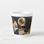 Luxe Moderne Compositie: Goud, Zwarte Cadeau Latte Mok (Voorkant)