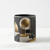 Luxe Moderne Compositie: Goud, Zwarte Cadeau Mok (Midden)