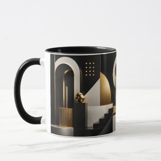 Luxe Moderne Compositie: Goud, Zwarte Cadeau Mok (Links)