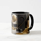 Luxe Moderne Compositie: Goud, Zwarte Cadeau Mok (Voorkant rechts)