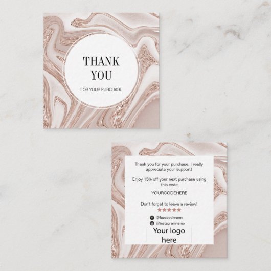 Luxe moderne dank voor uw kaartje met keup-haar vierkante visitekaartje (Voorkant / Achterkant)