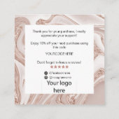 Luxe moderne dank voor uw kaartje met keup-haar vierkante visitekaartje (Achterkant)