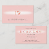 Luxe Moderne Elegante Bleke Roze Monogram Visitekaartje (Voorkant / Achterkant)