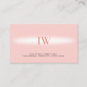 Luxe Moderne Elegante Bleke Roze Monogram Visitekaartje (Voorkant)