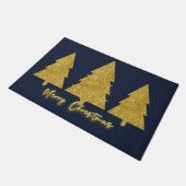 Luxe moderne elegante bomen goud en marineblauw deurmat (Schuin)