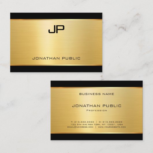 Luxe moderne elegante glamour gouden Sjabloon Visitekaartje (Voorkant / Achterkant)