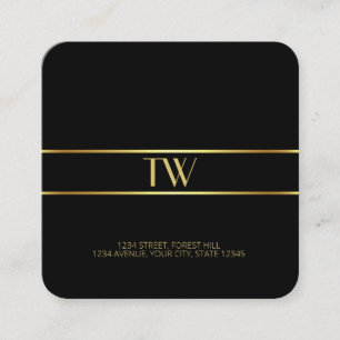 Luxe Moderne Elegante Gouden Monogram Template Vierkante Visitekaartje