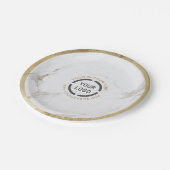 Luxe moderne faux goudmarmer company logo papieren bordje (Gekanteld)