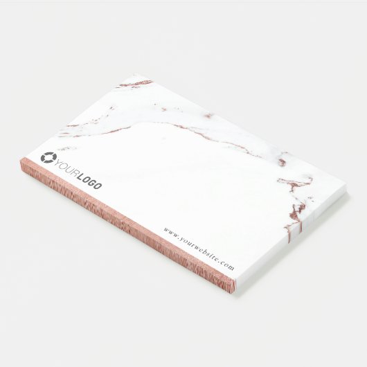 Luxe moderne faux roos goudmarmer logo post-it® notes (Schuin)