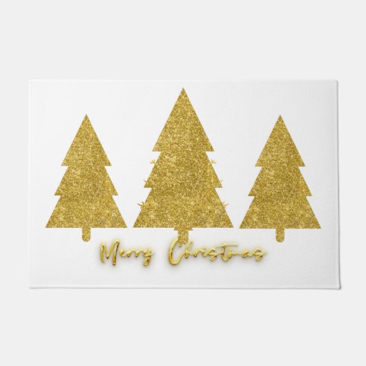 Luxe moderne feestbomen goud en wit deurmat (Voorkant)