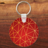 Luxe moderne geometrische gouden rode hart liefde sleutelhanger (Achterkant)