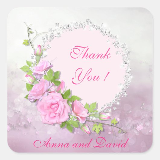 Luxe Moderne Glitter Bloemstuk Voeg Uw Tekst Toe Vierkante Sticker (Voorkant)