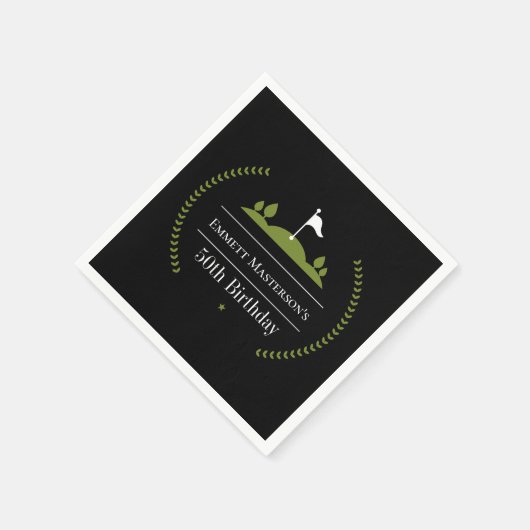 Luxe moderne golfer 50e verjaardag partij golf servet (Hoek)