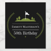 Luxe Moderne Golfer 50e Verjaardagsfeestje Wijn Etiket (Enkel label)