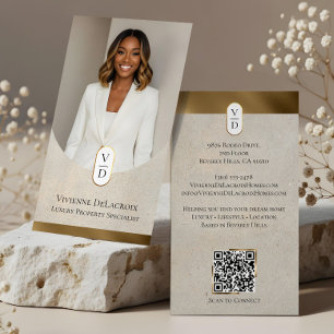 Luxe moderne gouden boogmonogram vastgoed foto visitekaartje