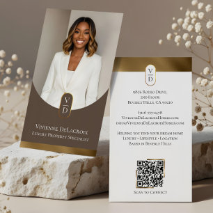 Luxe moderne gouden boogmonogram vastgoed foto visitekaartje