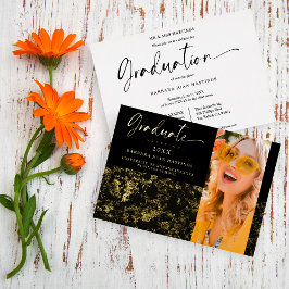 Luxe Moderne Gouden Elegante Grunge Foto Folie Uitnodiging