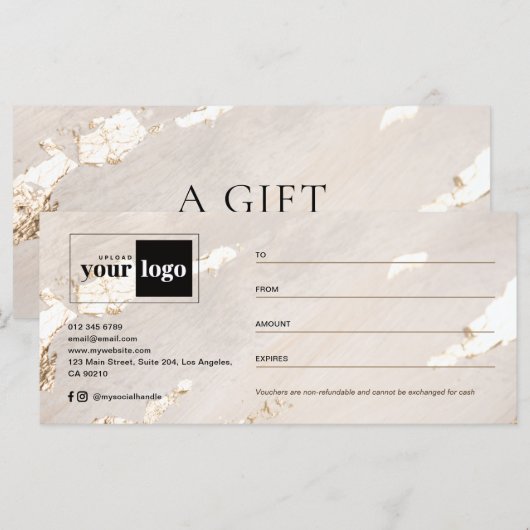 Luxe moderne gouden folie cadeaubon/certificaat (Voorkant / Achterkant)
