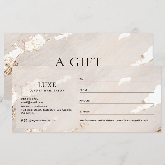 Luxe moderne gouden folie cadeaubon/certificaat (Voorkant / Achterkant)