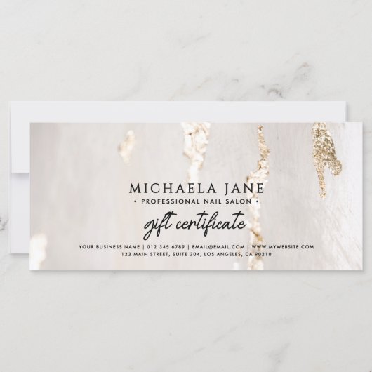 Luxe moderne gouden folie cadeaubon / voucher (Voorkant)