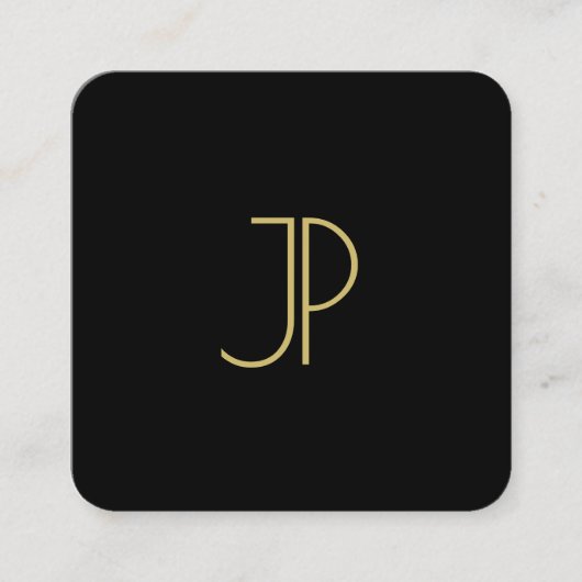 Luxe moderne gouden look Monogram Initiaal Sjabloo Vierkante Visitekaartje (Voorkant)