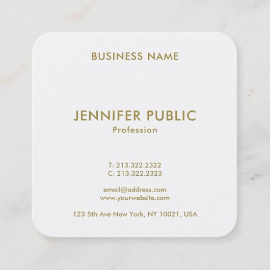 Luxe moderne gouden look Monogram Initiaal Sjabloo Vierkante Visitekaartje (Achterkant)