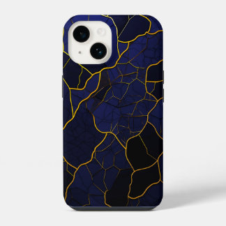 Luxe Moderne Gouden Marine Textuurpatroon iPhone 14 Hoesje