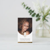 Luxe Moderne Gouden Monogram Kapper Salon Visitekaartje (Staand voorkant)