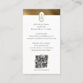 Luxe Moderne Gouden Monogram Kapper Salon Visitekaartje (Achterkant)
