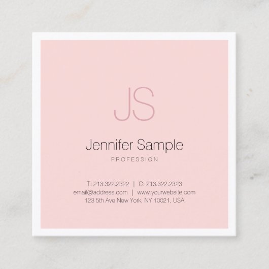Luxe moderne grafische afbeelding ontwerp roze afb vierkante visitekaartje (Voorkant)