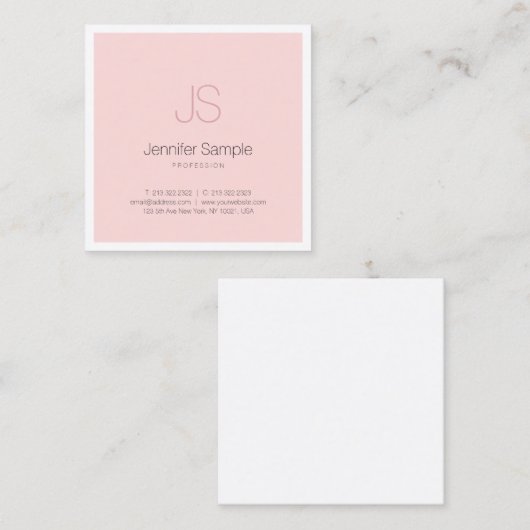 Luxe moderne grafische afbeelding ontwerp roze afb vierkante visitekaartje (Voorkant / Achterkant)