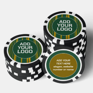 Luxe Moderne Groen Goud Linnen Textuur Collectie Poker Chips