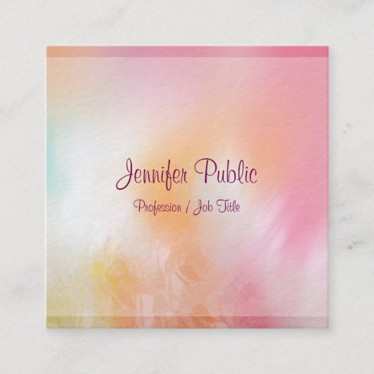 Luxe, moderne kleurrijke Abstracte Art Sjabloon Tr Vierkante Visitekaartje (Voorkant)