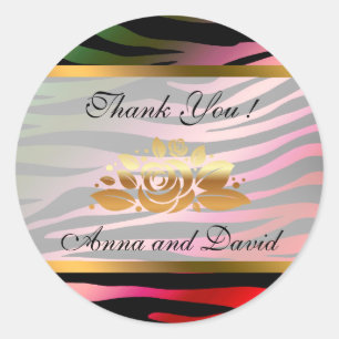 Luxe moderne kleurrijke tijger voegt Jouw tekst to Ronde Sticker