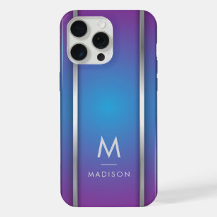 Luxe Moderne Minimaal Abstract Paars Blauw iPhone 15 Pro Max Case