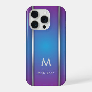 Luxe Moderne Minimaal Abstract Paars Blauw iPhone 15 Pro Case