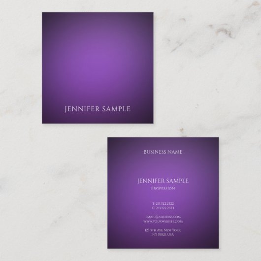Luxe moderne minimalistische elegante Paarse Sjabl Vierkante Visitekaartje (Voorkant / Achterkant)