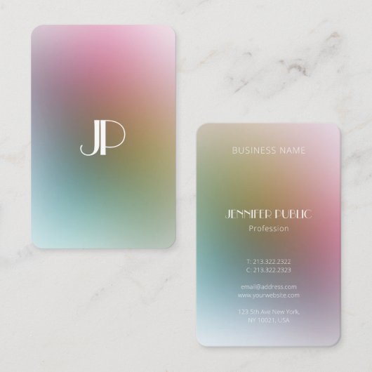 Luxe moderne monogram kleurrijke Sjabloon elegant Visitekaartje (Voorkant / Achterkant)