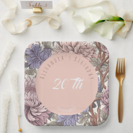 Luxe moderne mooie stijlvolle bloemen Verjaardag Papieren Bordje