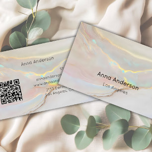 Luxe moderne opaalsteen mineraal goud QR-code Visitekaartje