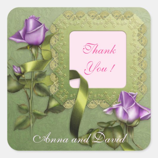 Luxe Moderne Paarse Bloemstuk Voeg Uw Tekst Toe Vierkante Sticker (Voorkant)