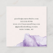 Luxe moderne Paarse Waterverf goudfolie Vierkante Visitekaartje (Achterkant)